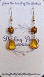 Artisan Earrings ~ Citrine Yellow European Crystal Briolette Pendants / Indian Agate Beads / Sterling Silver French Ear Hooks