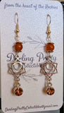 Artisan Earrings ~ Sacral Chakra Charms / Dragon Veined Agate Beads / Brown European Crystal Charms / Sterling Silver French Ear Hooks